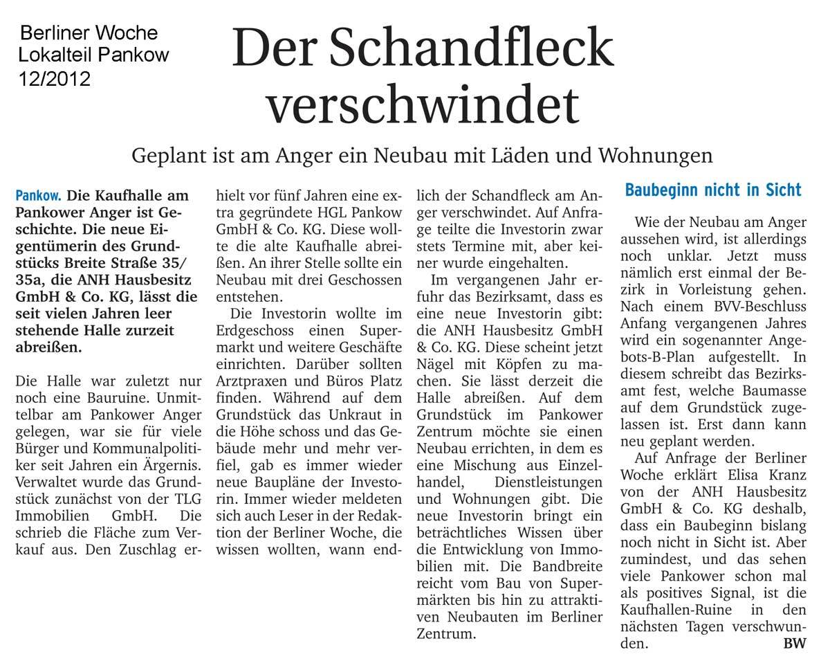 Berliner Woche 12/2012 Ausgabe Pankow