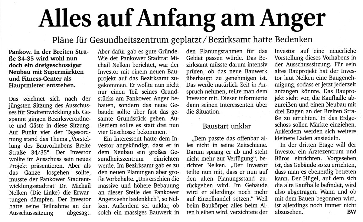 Berliner Woche 28.11.09 Ausgabe Pankow