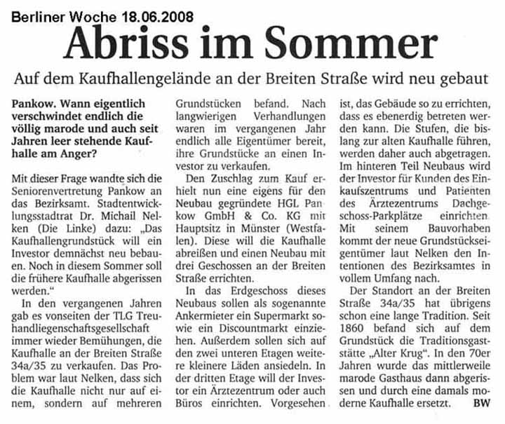 Berliner Woche 18.06.2008 Ausgabe Pankow